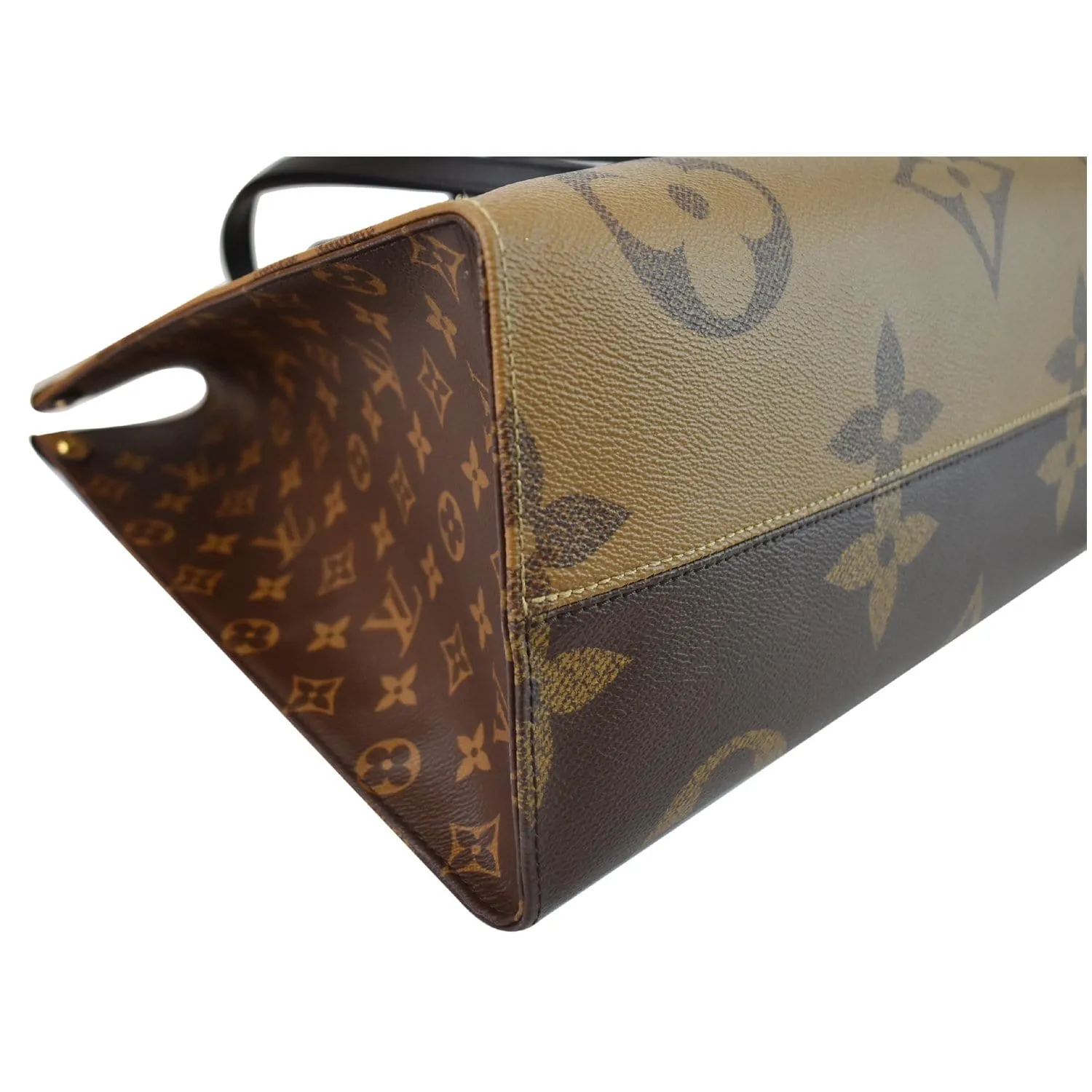LOUIS VUITTON Onthego GM Reverse Monogram Giant Canvas Tote Shoulder Bag Brown