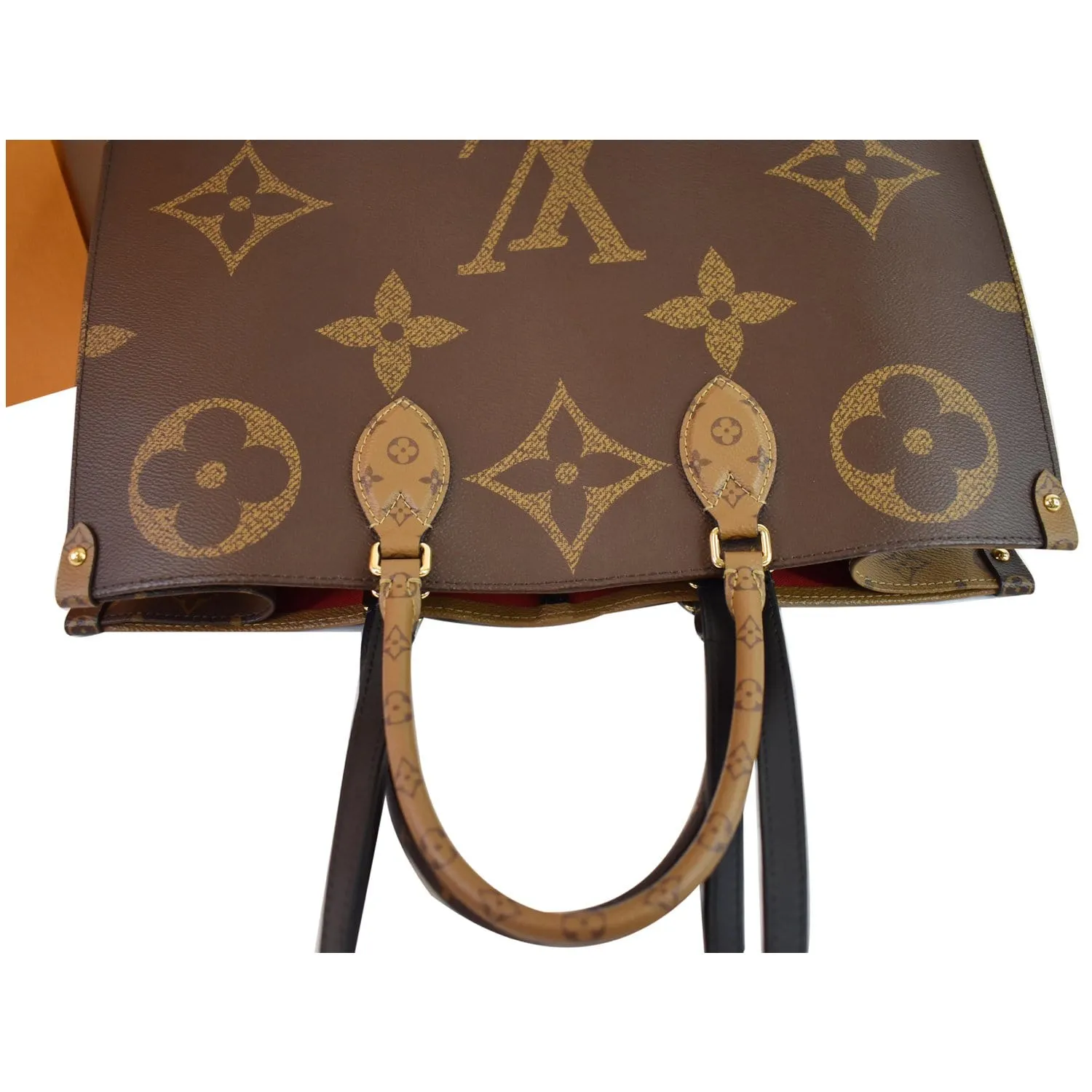 LOUIS VUITTON Onthego GM Reverse Monogram Giant Canvas Tote Shoulder Bag Brown