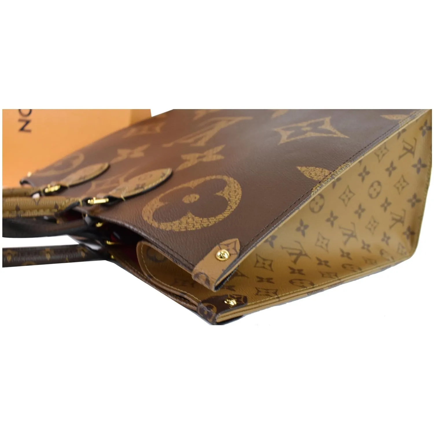 LOUIS VUITTON Onthego GM Reverse Monogram Giant Canvas Tote Shoulder Bag Brown