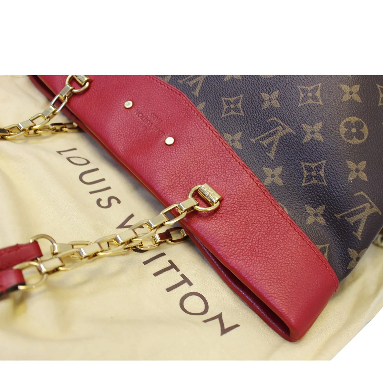 LOUIS VUITTON Pallas Chain Shopper Bag Monogram Canvas Cherry