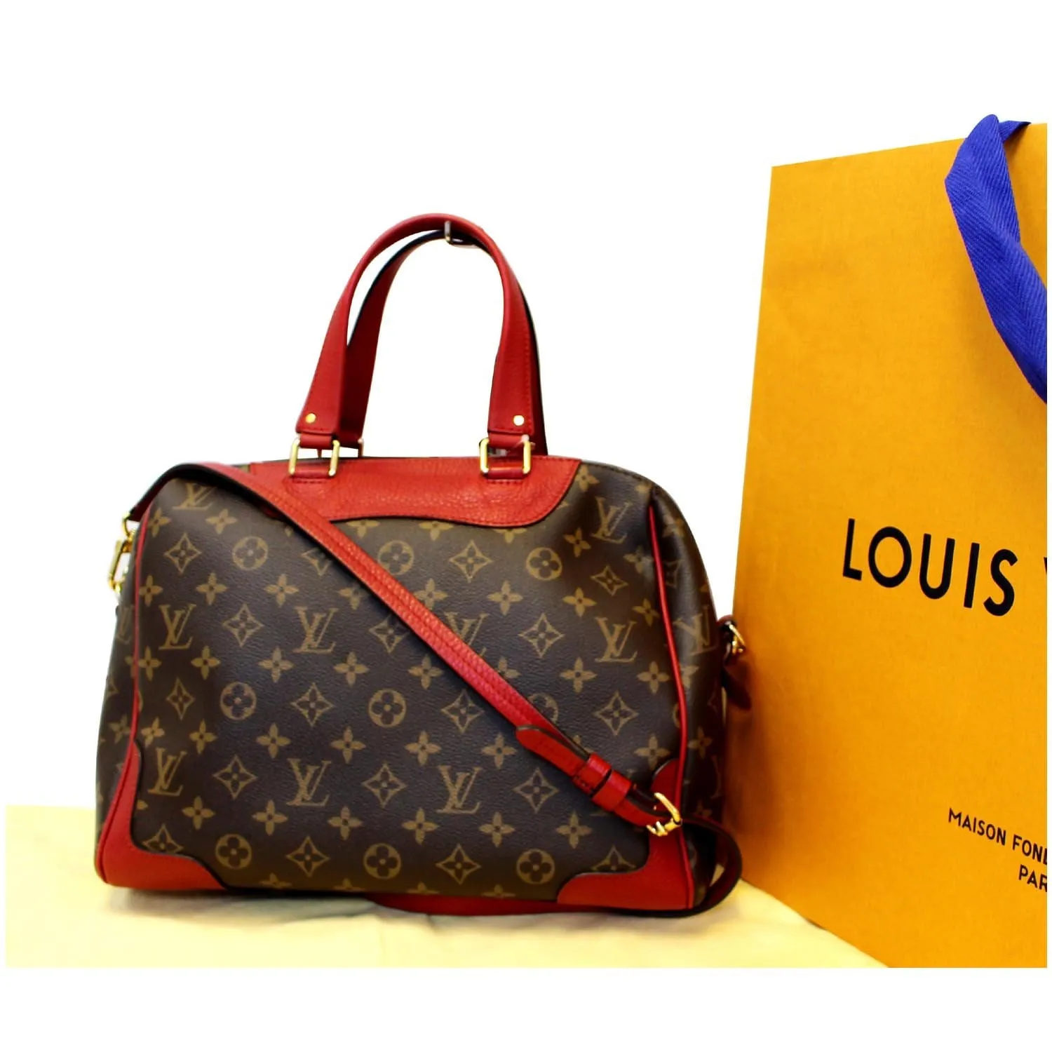 LOUIS VUITTON Retiro NM Monogram Canvas Shoulder Bag Coquelicot
