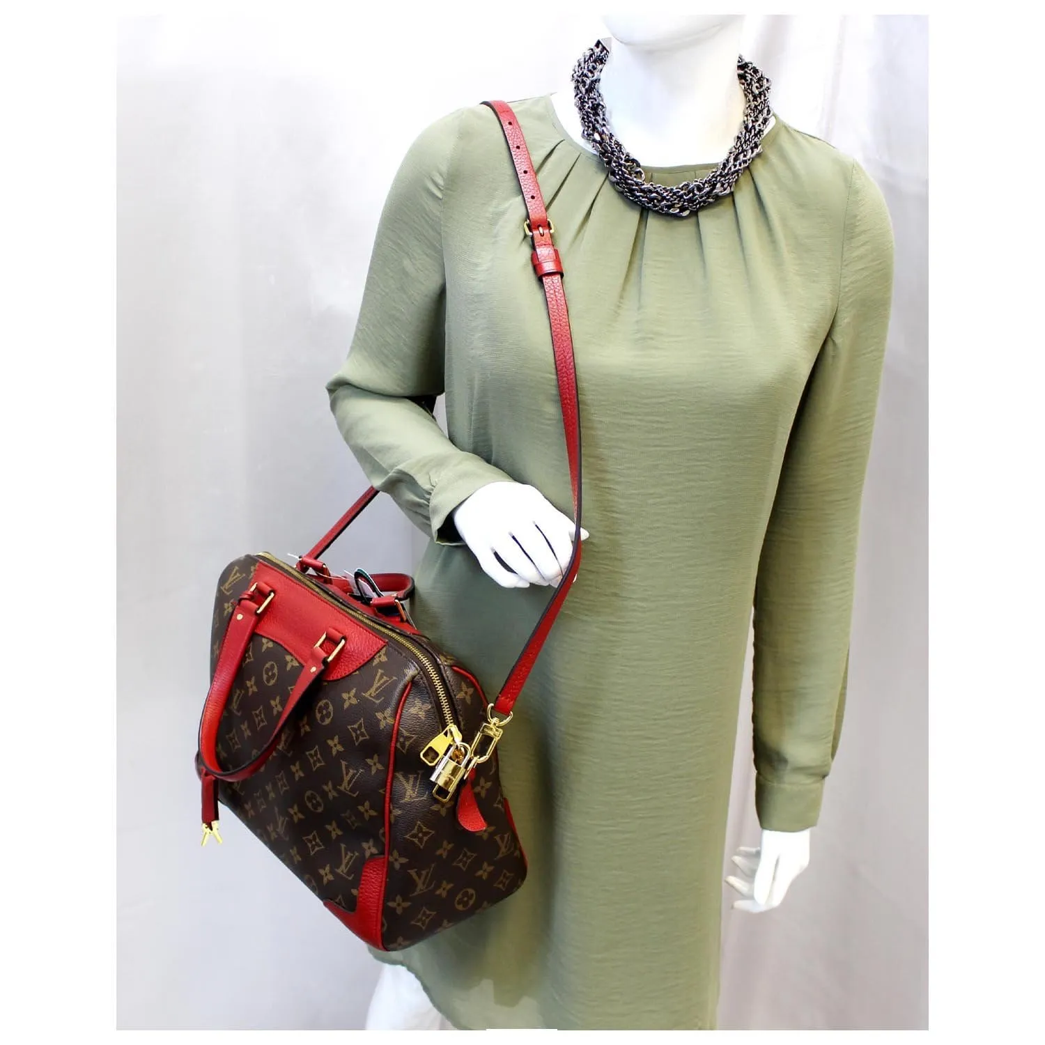 LOUIS VUITTON Retiro NM Monogram Canvas Shoulder Bag Coquelicot
