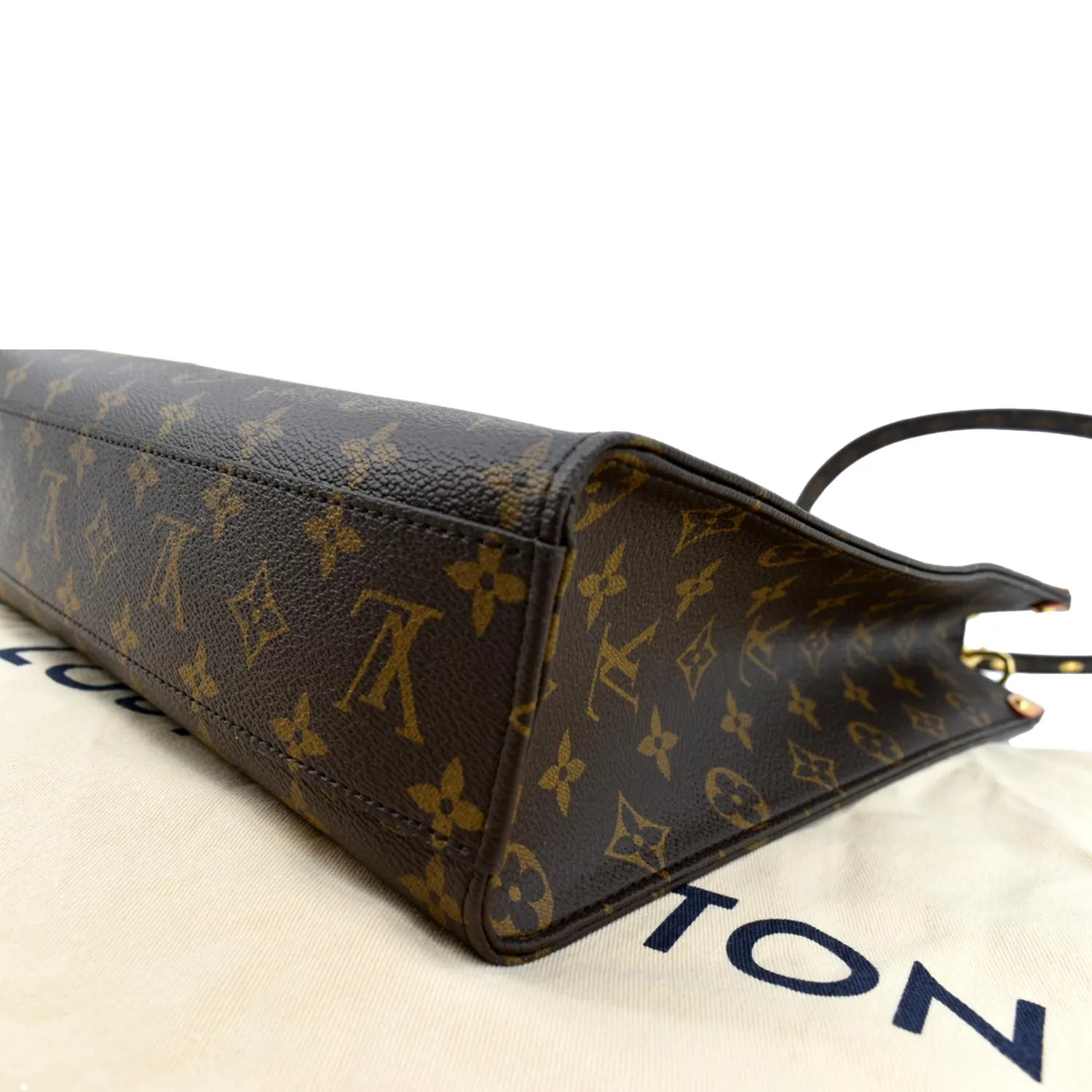 LOUIS VUITTON Sac Plat PM Monogram Canvas Tote Shoulder Bag Brown