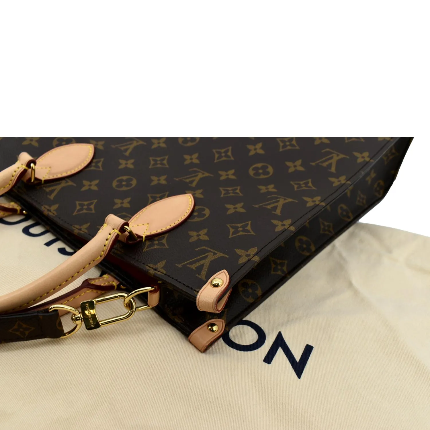 LOUIS VUITTON Sac Plat PM Monogram Canvas Tote Shoulder Bag Brown