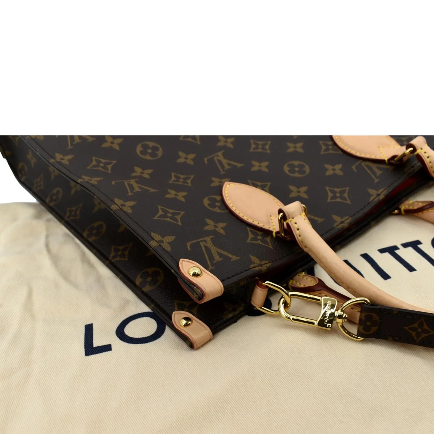 LOUIS VUITTON Sac Plat PM Monogram Canvas Tote Shoulder Bag Brown