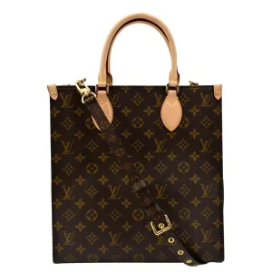 LOUIS VUITTON Sac Plat PM Monogram Canvas Tote Shoulder Bag Brown