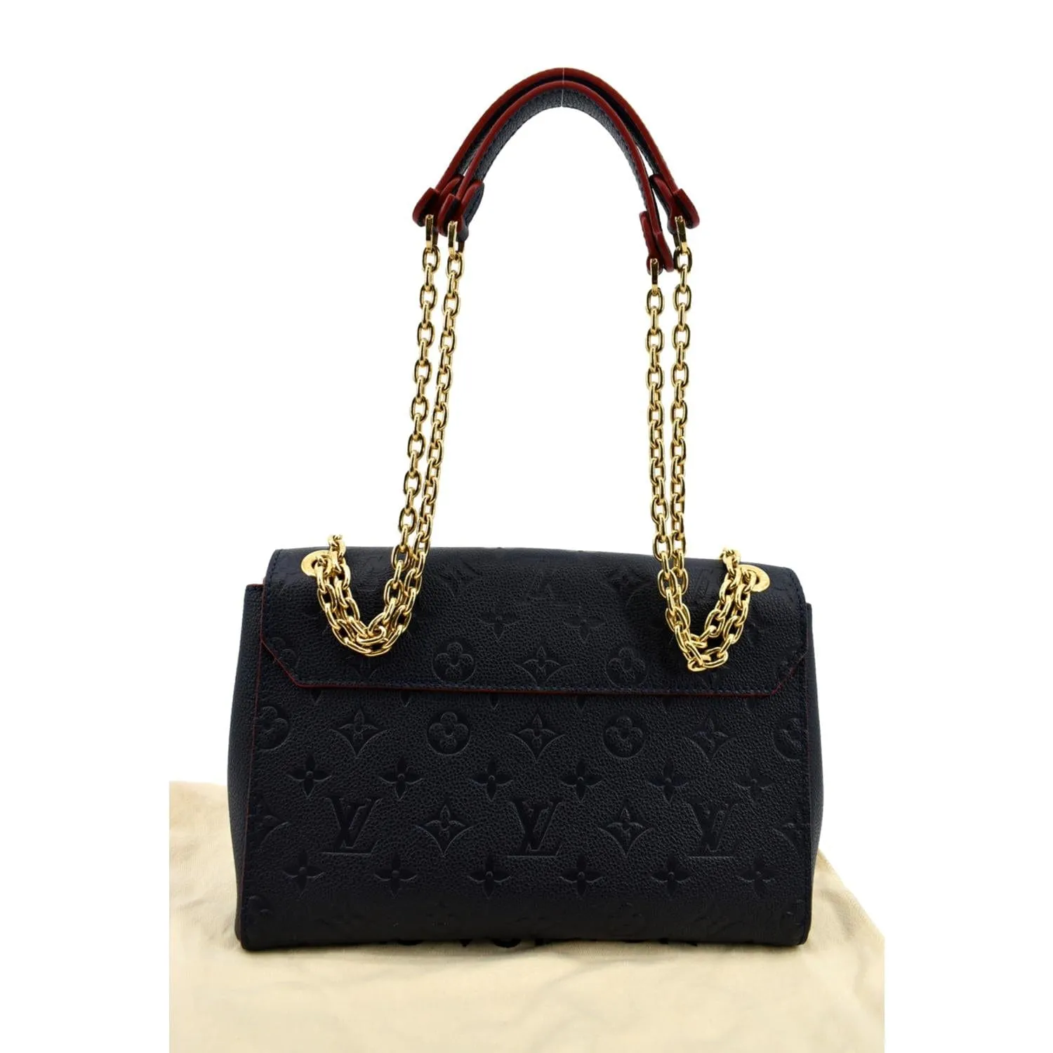 LOUIS VUITTON Vavin PM Monogram Empreinte Leather Shoulder Bag Navy Blue