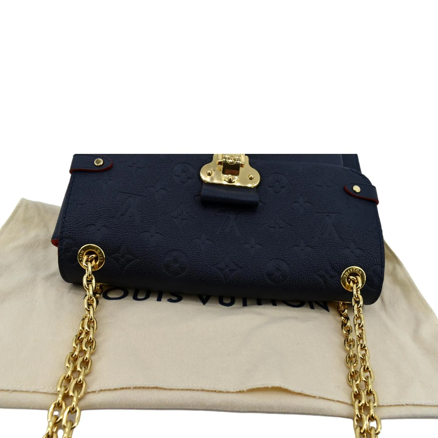 LOUIS VUITTON Vavin PM Monogram Empreinte Leather Shoulder Bag Navy Blue
