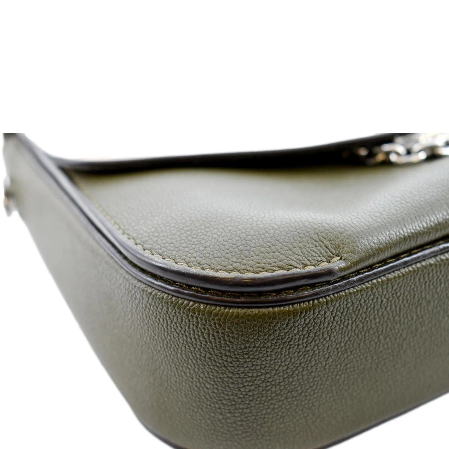 LOUIS VUITTON Very Calfskin Leather Saddle Shoulder Bag Khaki Green