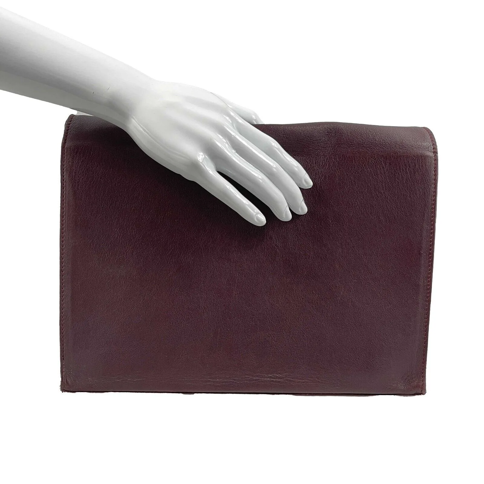 Maison Martin Margiela - Burgundy Leather Icons Shopping Tote / Clutch