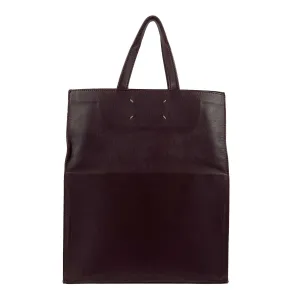 Maison Martin Margiela - Burgundy Leather Icons Shopping Tote / Clutch