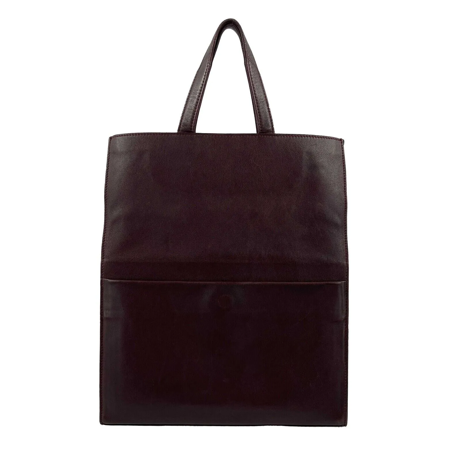 Maison Martin Margiela - Burgundy Leather Icons Shopping Tote / Clutch