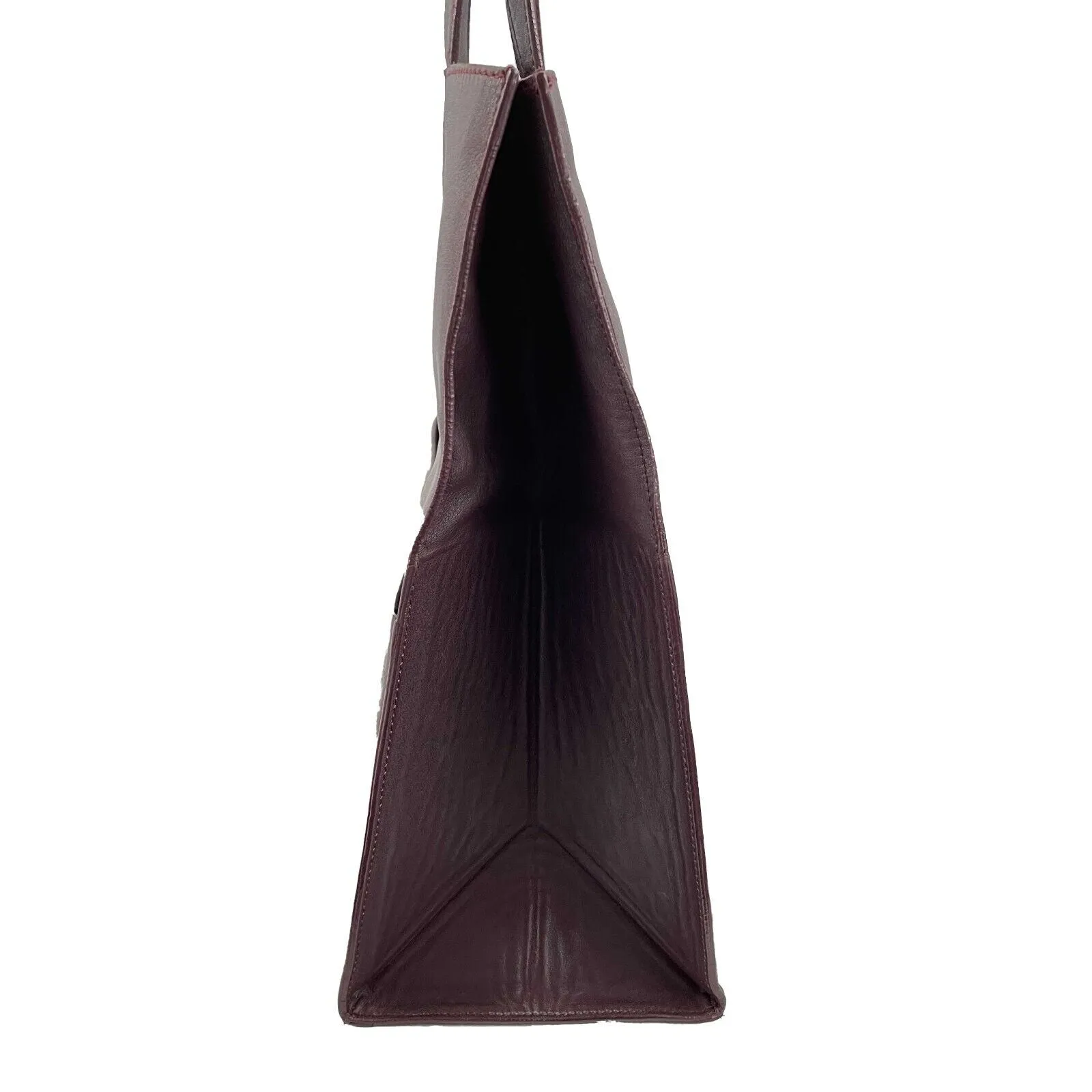 Maison Martin Margiela - Burgundy Leather Icons Shopping Tote / Clutch