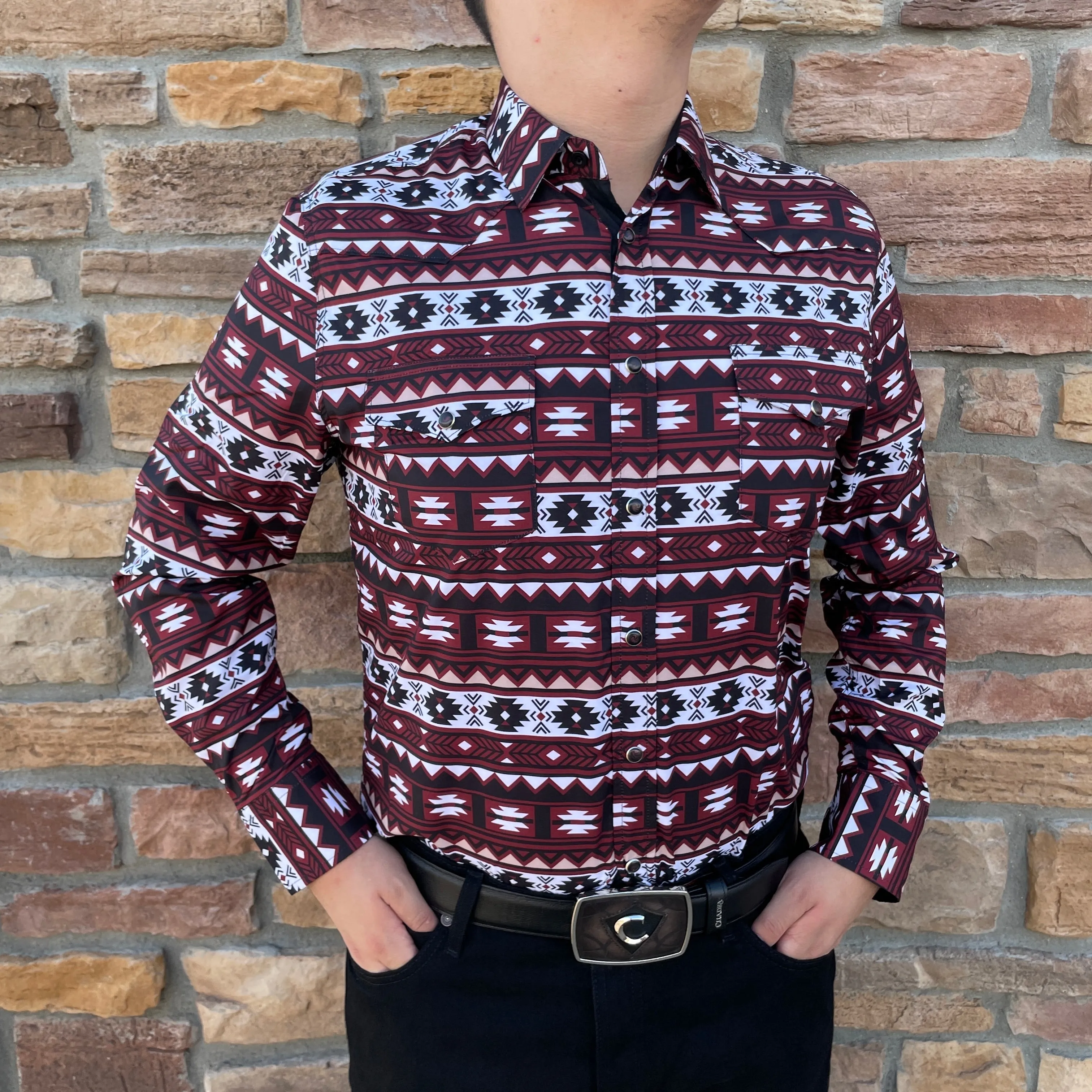 Manuel Aztec Burgundy Shirt
