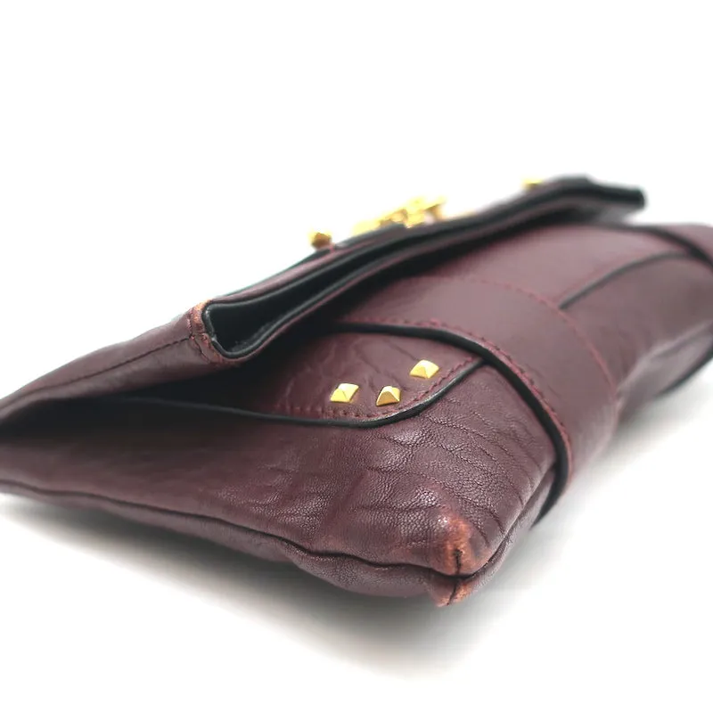 Marc Jacobs Padlock Flap Clutch Burgundy Grained Leather Small Bag