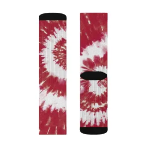 Maroon & White Tie Dye Adult Crew Socks