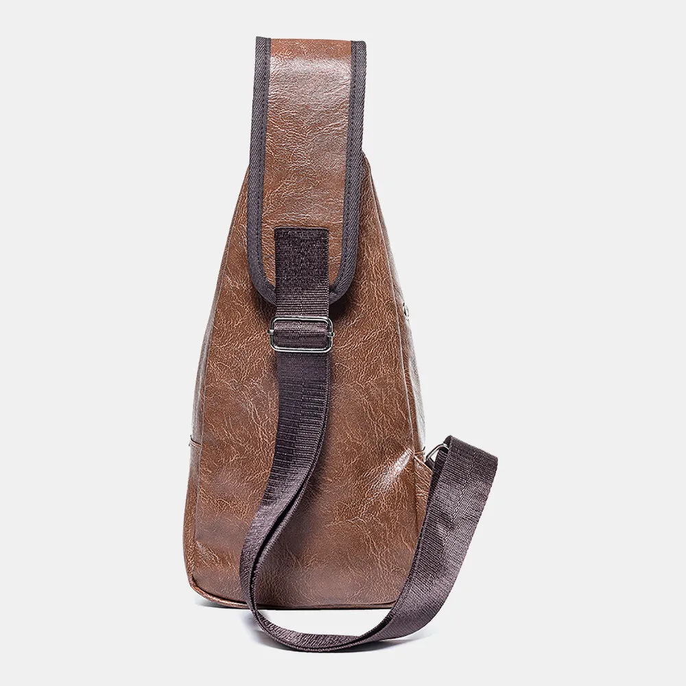 Men Casual Resistant Waterproof Anti-theft Chest Bag Headphone Hole USB Charging Port Design Multi-pocket Travel Daypack Shoulder Bag