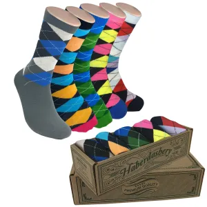 Men Novelty Fashion Dress Socks-5 Pair Fancy Power Sock-Fun Colorful Theme Socks