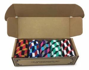 Men Novelty Fashion Dress Socks-5 Pair Fancy Power Sock-Fun Colorful Theme Socks