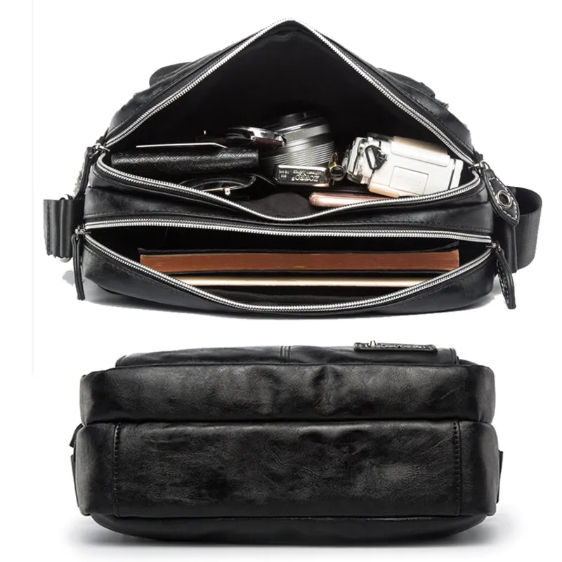 Men Retro Headphone Hole Design Waterproof Work Bag Crossbody Bags