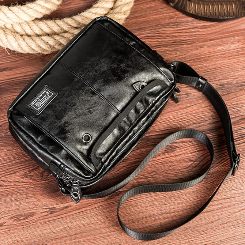 Men Retro Headphone Hole Design Waterproof Work Bag Crossbody Bags