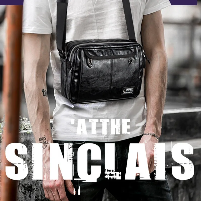 Men Retro Headphone Hole Design Waterproof Work Bag Crossbody Bags