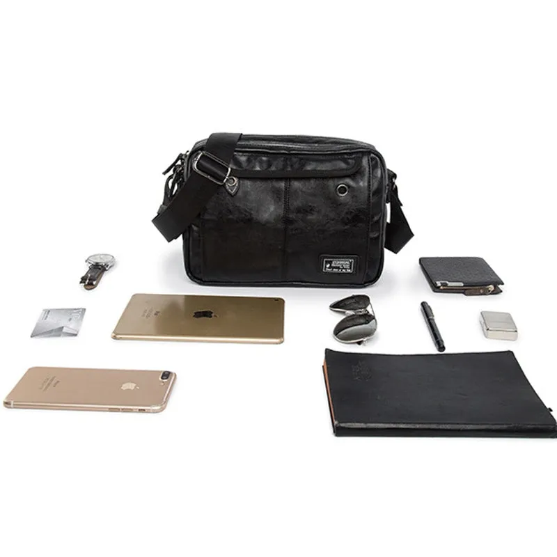 Men Retro Headphone Hole Design Waterproof Work Bag Crossbody Bags