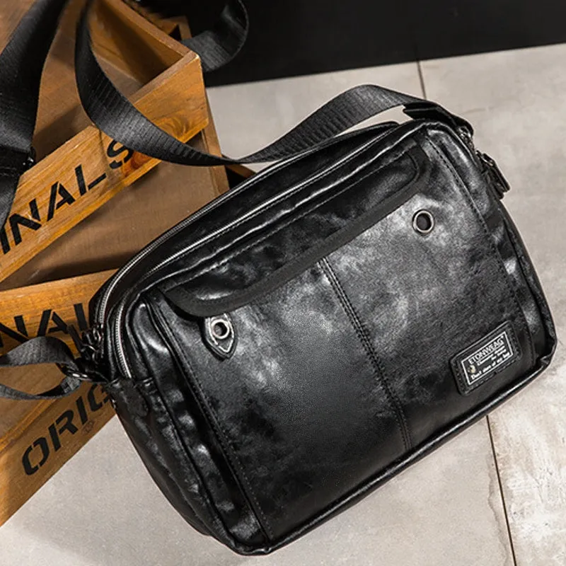 Men Retro Headphone Hole Design Waterproof Work Bag Crossbody Bags