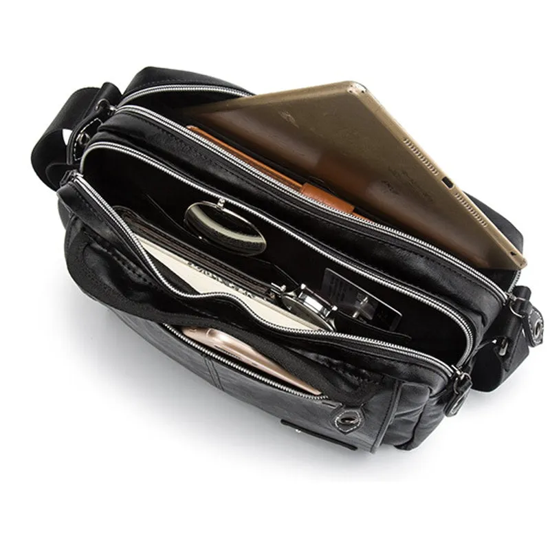 Men Retro Headphone Hole Design Waterproof Work Bag Crossbody Bags