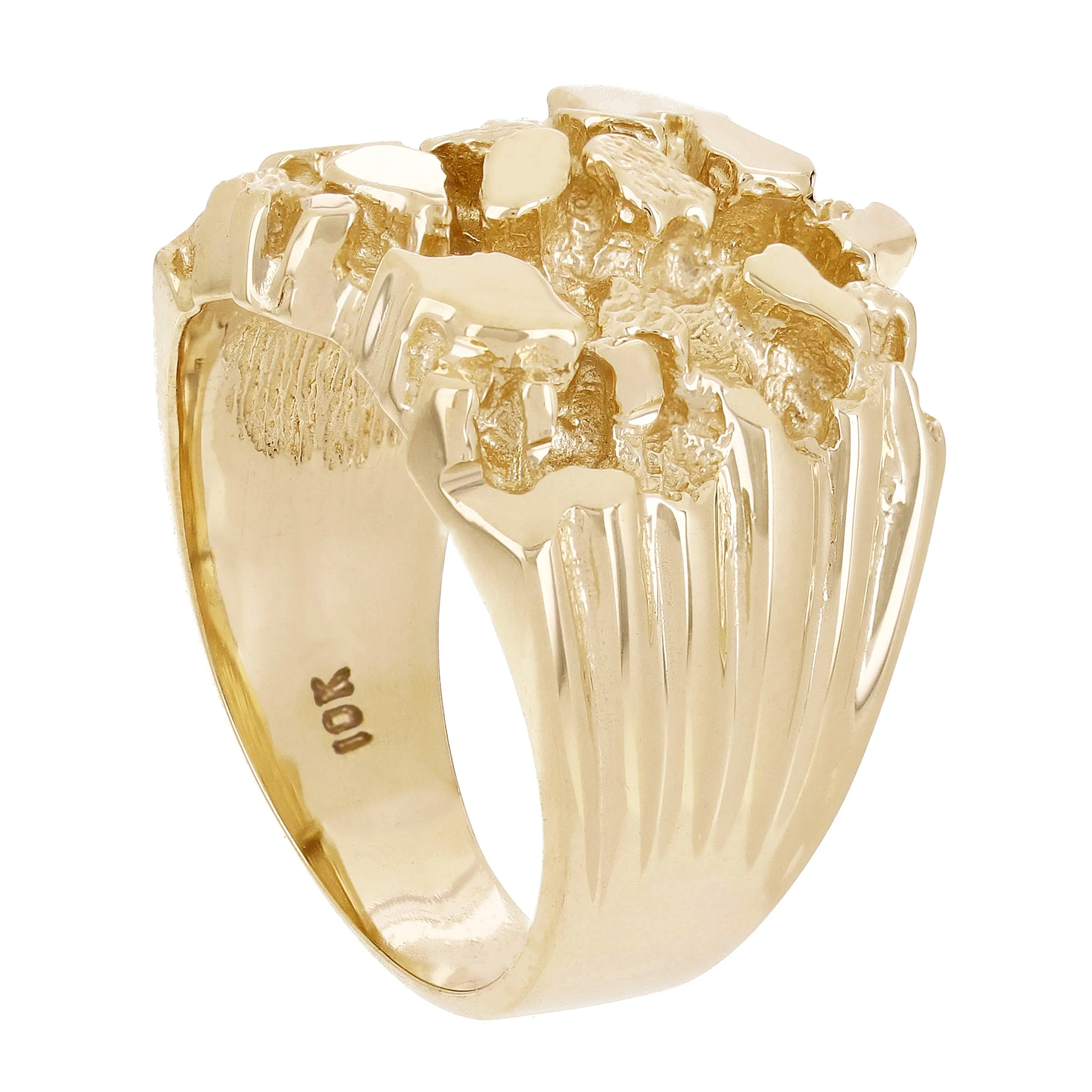 Men's 10k Yellow Gold Solid Nugget Ring Size 9 - 19.5mm 15 grams