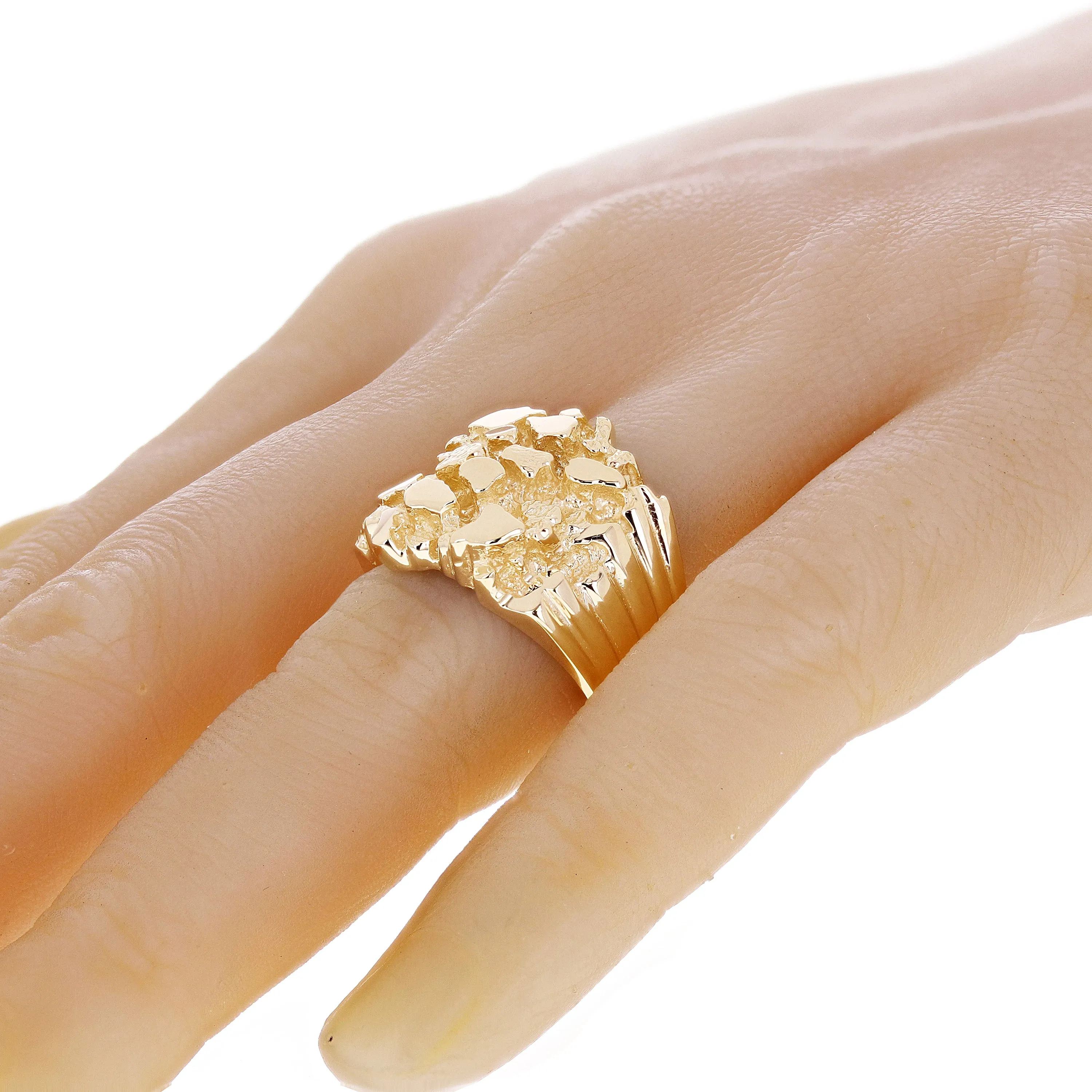 Men's 10k Yellow Gold Solid Nugget Ring Size 9 - 19.5mm 15 grams