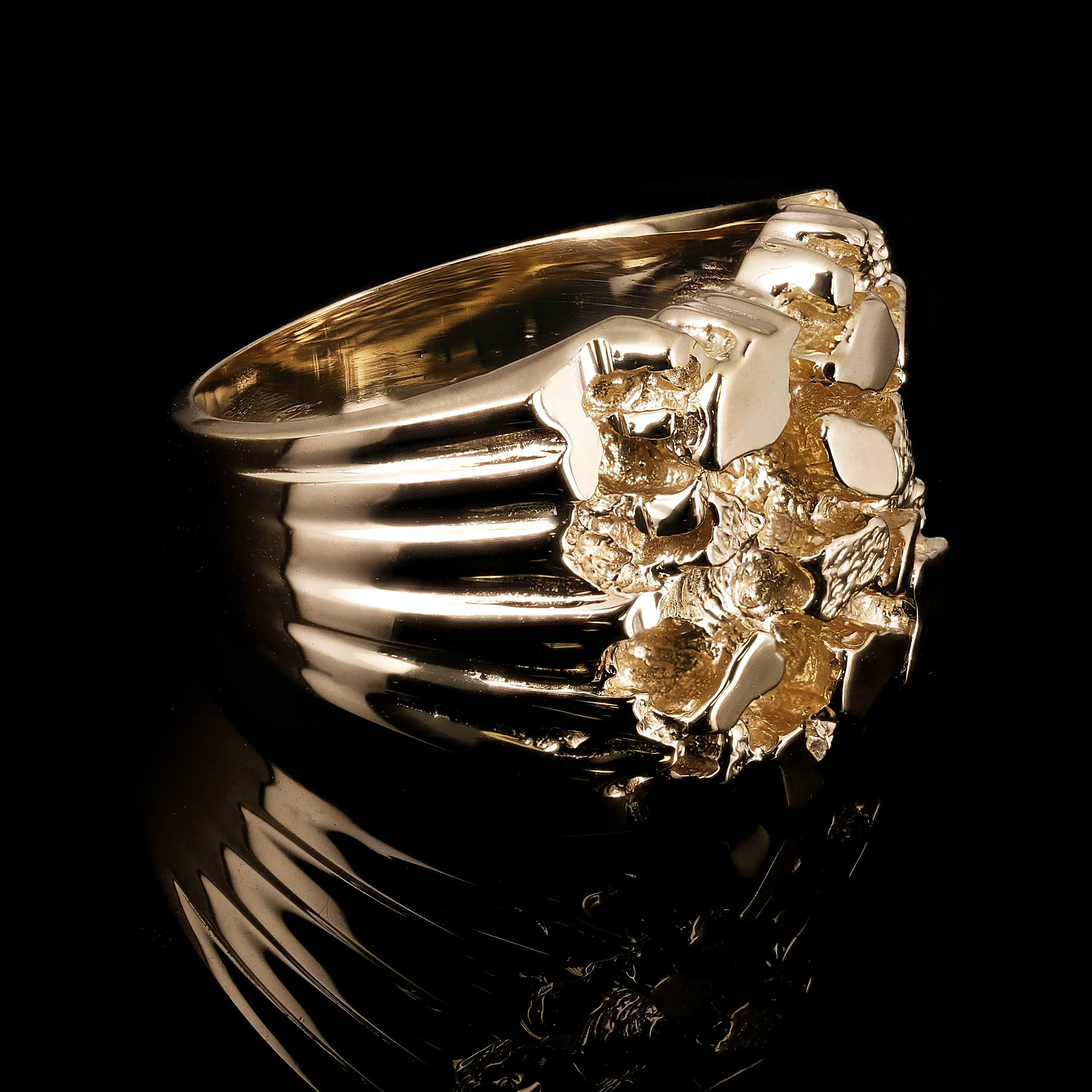 Men's 10k Yellow Gold Solid Nugget Ring Size 9 - 19.5mm 15 grams