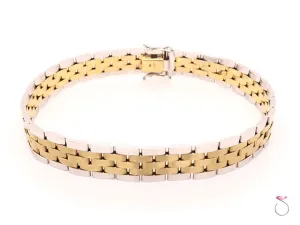 Men's 14K Gold Two Tone Jubilee Bracelet. 8.50 inches 10 mm wide