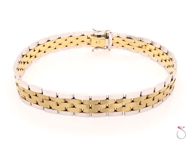 Men's 14K Gold Two Tone Jubilee Bracelet. 8.50 inches 10 mm wide