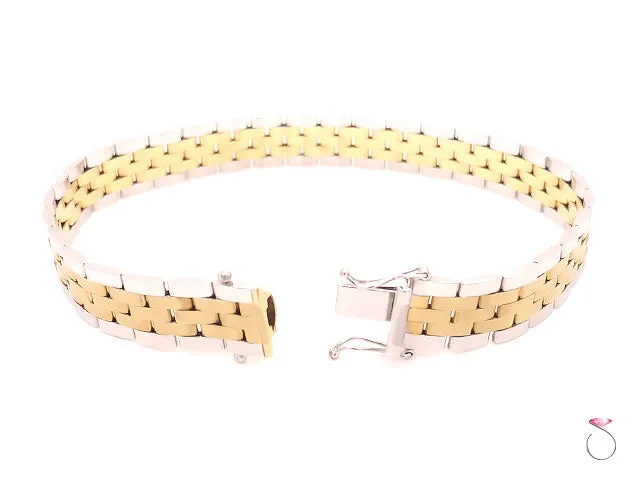 Men's 14K Gold Two Tone Jubilee Bracelet. 8.50 inches 10 mm wide