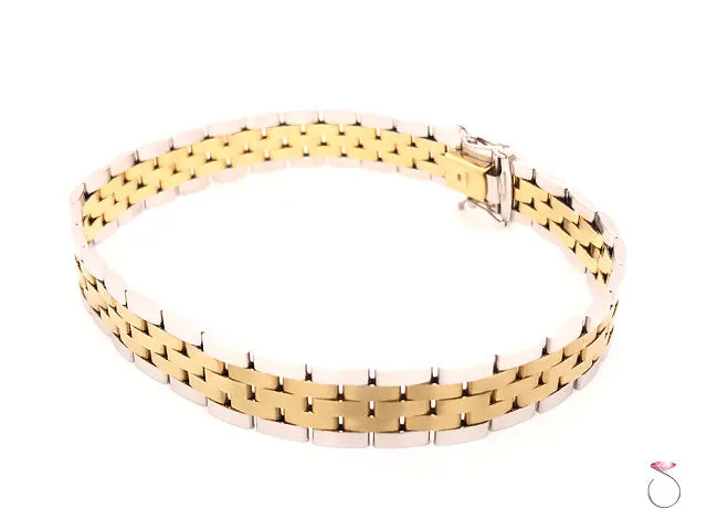 Men's 14K Gold Two Tone Jubilee Bracelet. 8.50 inches 10 mm wide