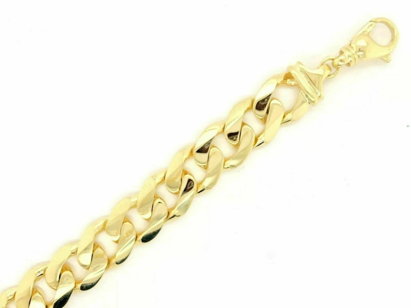 Men's 14k Yellow Gold Solid Heavy Cuban Link Chain Bracelet 8" - 9.5" 15.6mm