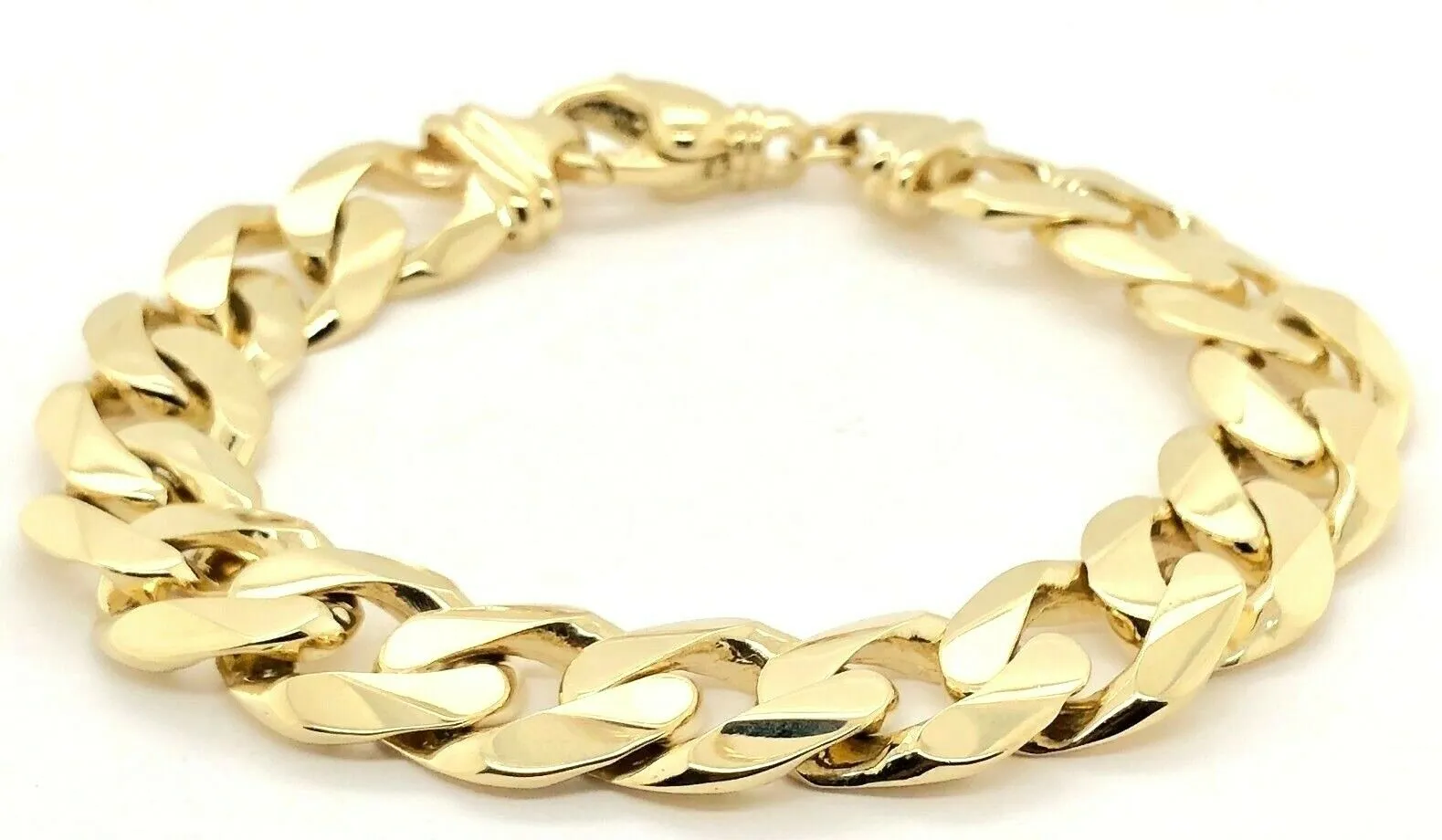 Men's 14k Yellow Gold Solid Heavy Cuban Link Chain Bracelet 8" - 9.5" 15.6mm