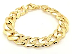 Men's 14k Yellow Gold Solid Heavy Cuban Link Chain Bracelet 8" - 9.5" 15.6mm