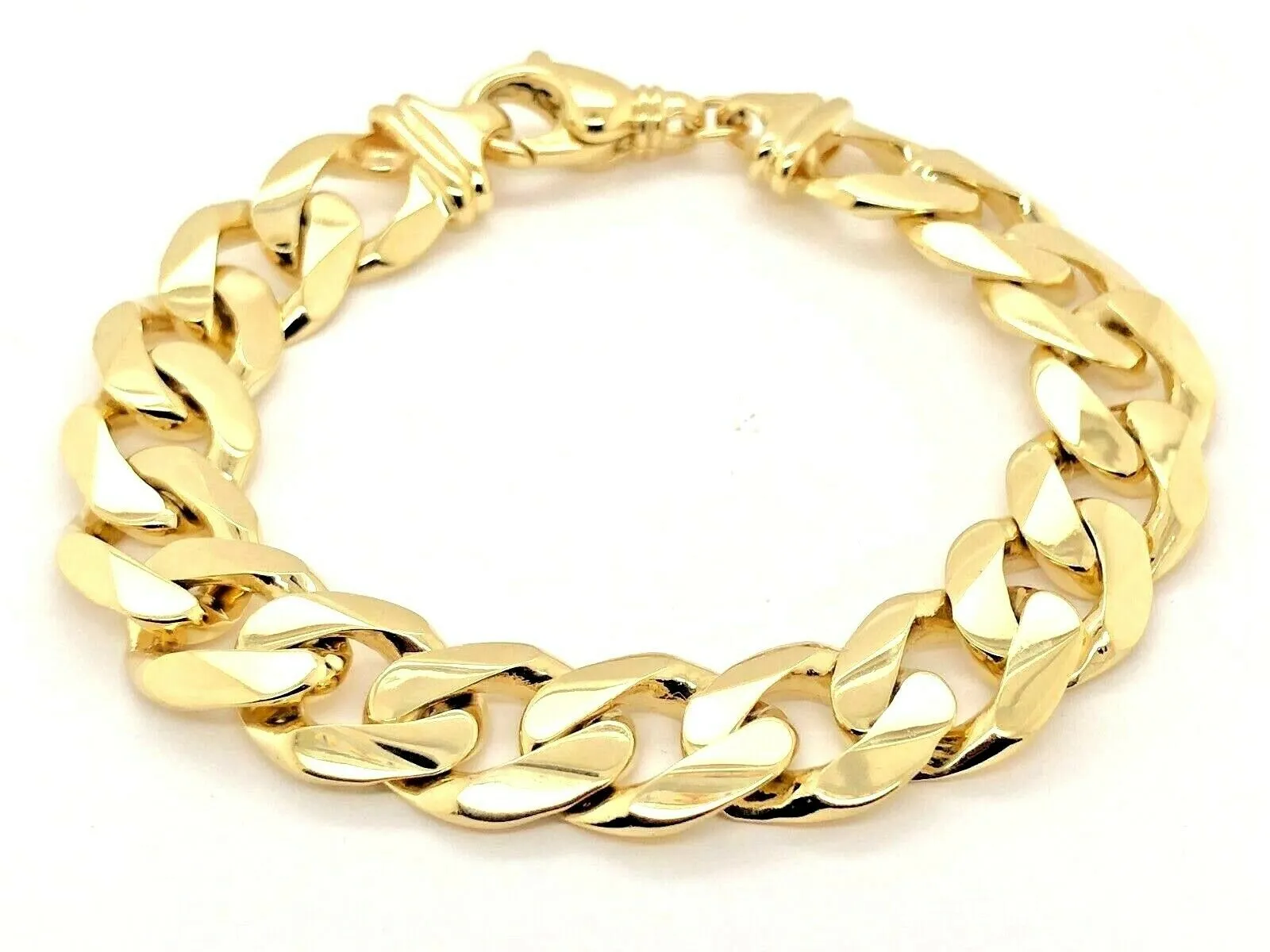 Men's 14k Yellow Gold Solid Heavy Cuban Link Chain Bracelet 8" - 9.5" 15.6mm