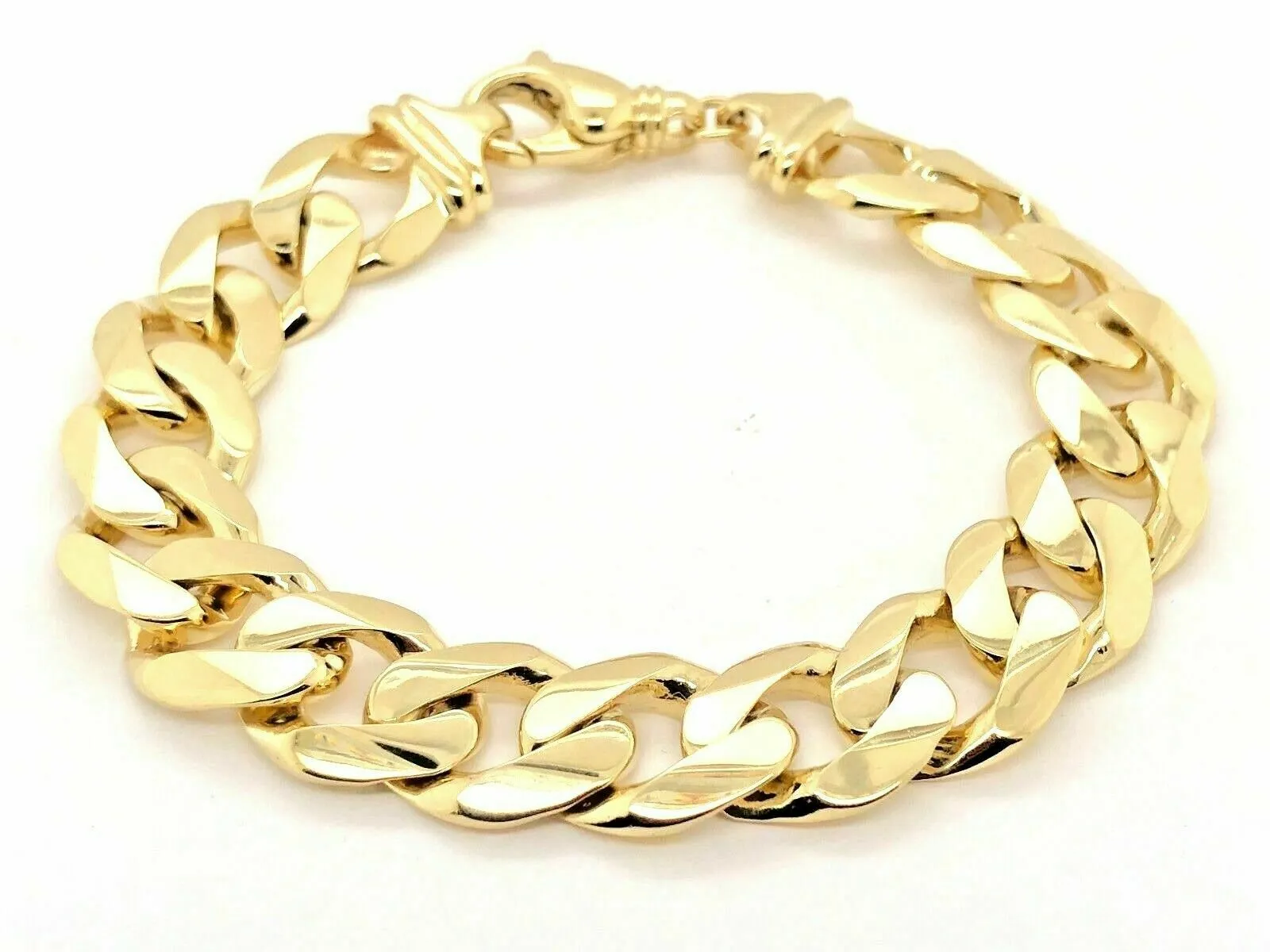 Men's 14k Yellow Gold Solid Heavy Cuban Link Chain Bracelet 8" - 9.5" 15.6mm