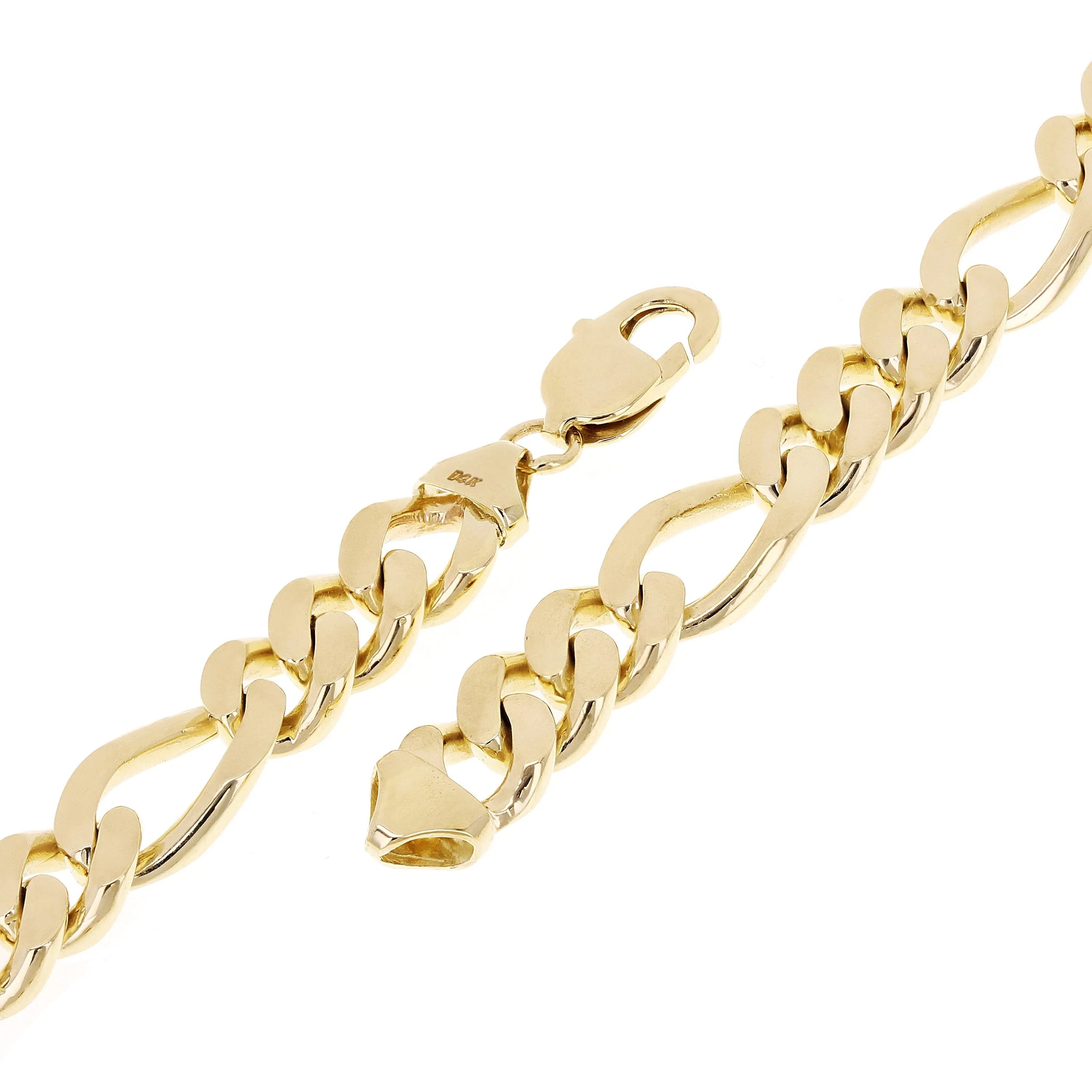 Men's 14k Yellow Gold Solid Heavy Figaro Chain Bracelet 11.7mm Various Lengths