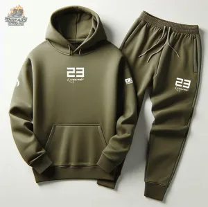 Men's 23 Legend Olive Hoodie Joggers Sweatsuit To Match Air Jordan 5 Olive