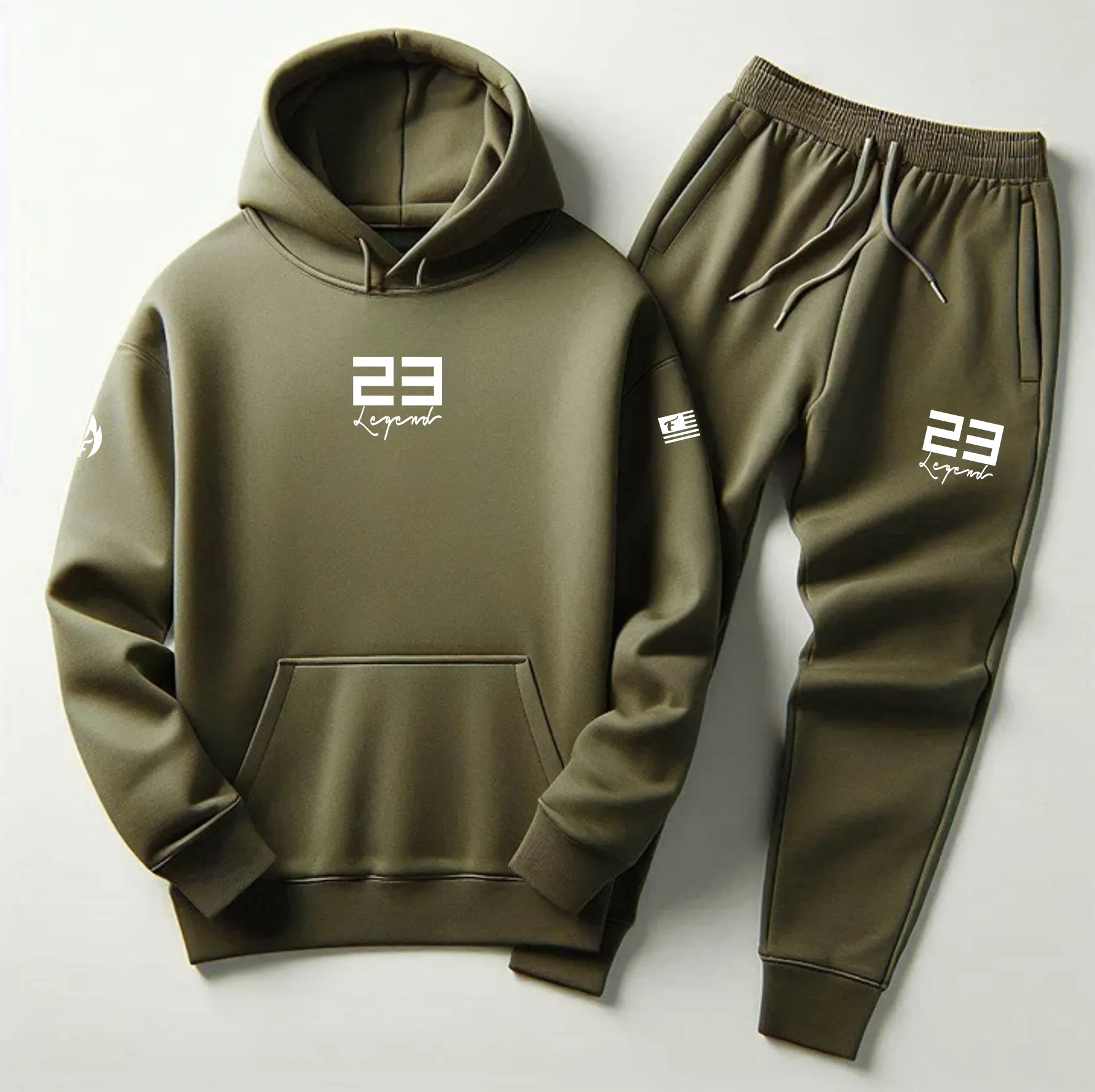 Men's 23 Legend Olive Hoodie Joggers Sweatsuit To Match Air Jordan 5 Olive