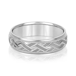 Men's Basket Weave Design Wedding Band