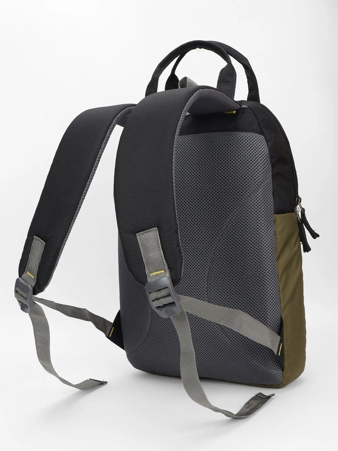 Men's Black & Olive Water Repellent Travel Backpack with adjustable shoulder strap