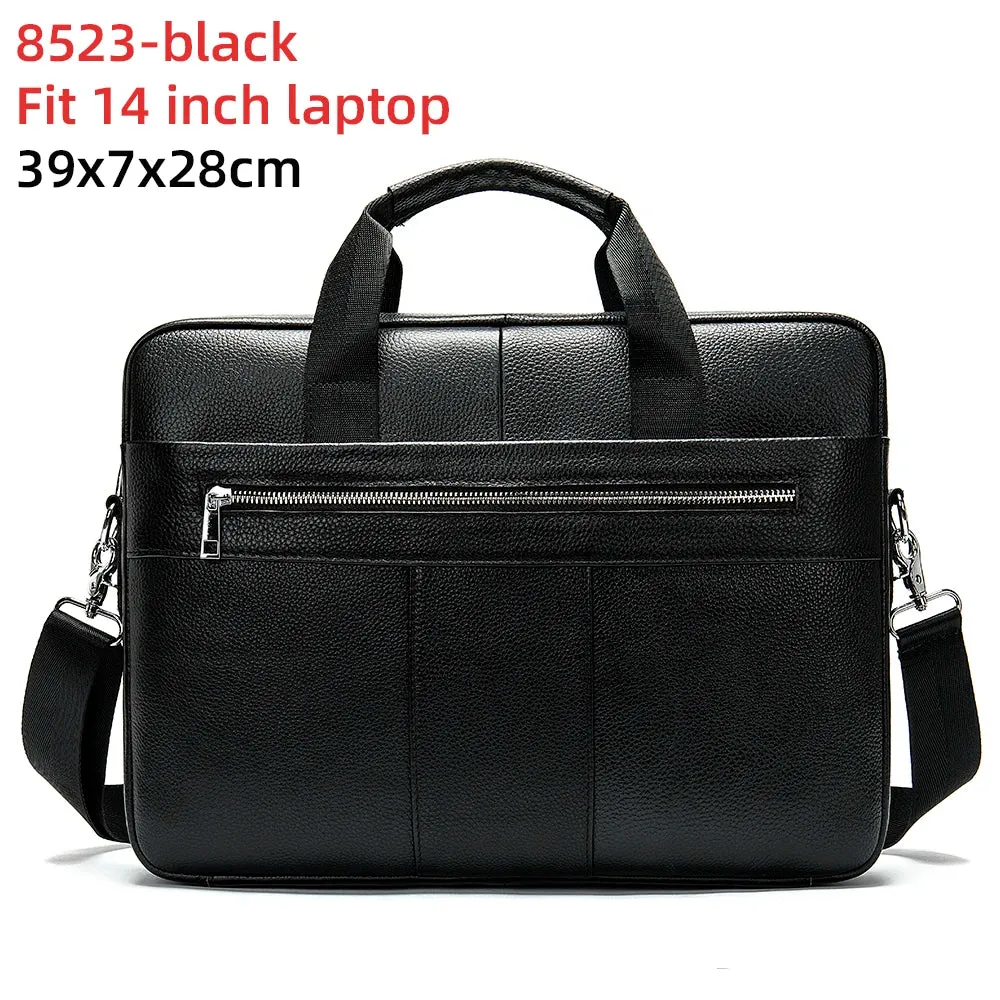 Men's Briefcases Messenger Bag Genuine Leather Laptop Bag