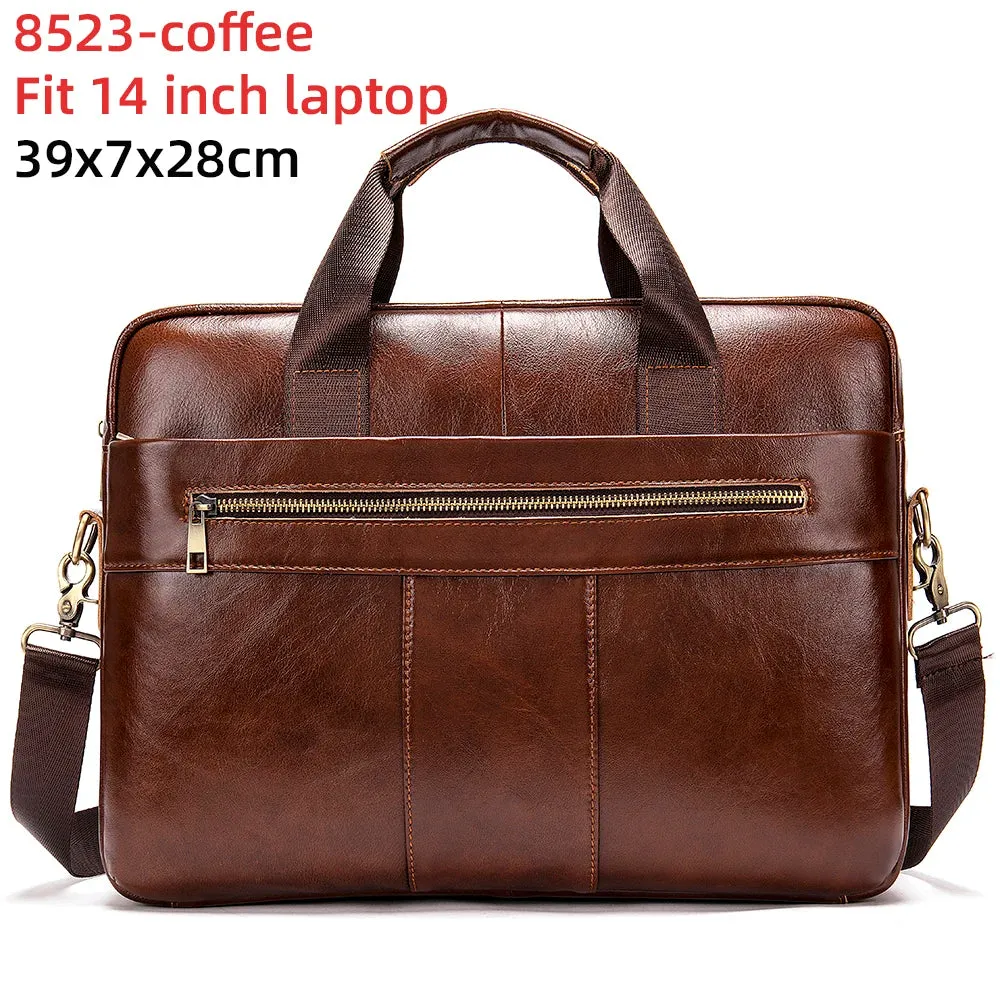Men's Briefcases Messenger Bag Genuine Leather Laptop Bag