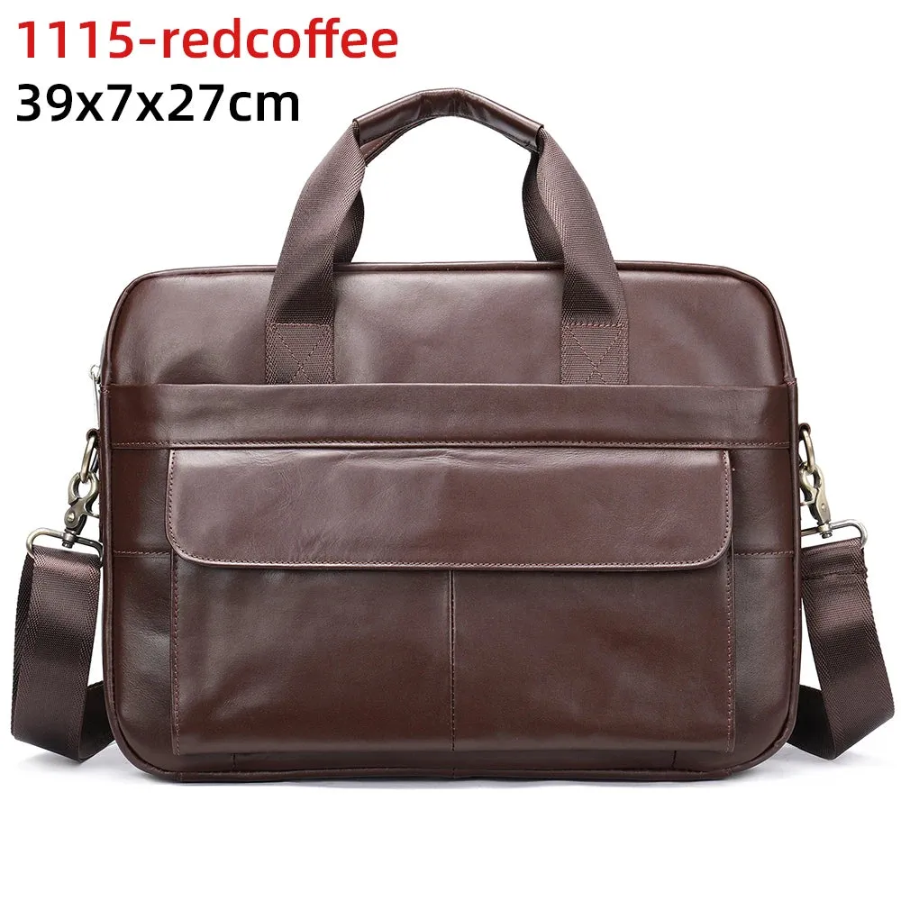 Men's Briefcases Messenger Bag Genuine Leather Laptop Bag
