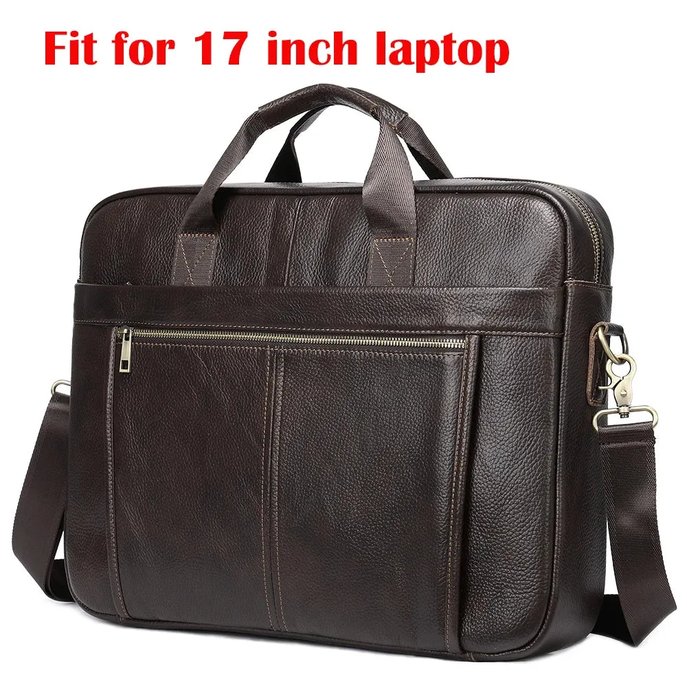Men's Briefcases Messenger Bag Genuine Leather Laptop Bag